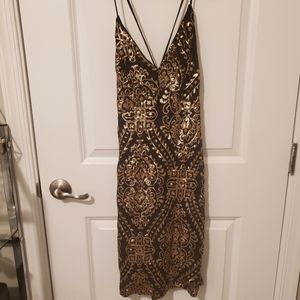 Strappy Gold and Black Dress